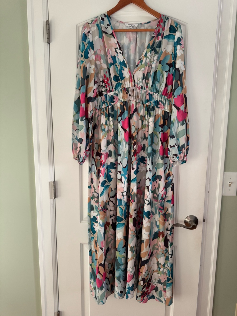 Floral V-Neck Smocked Waist Maxi Dress - Multicolor
